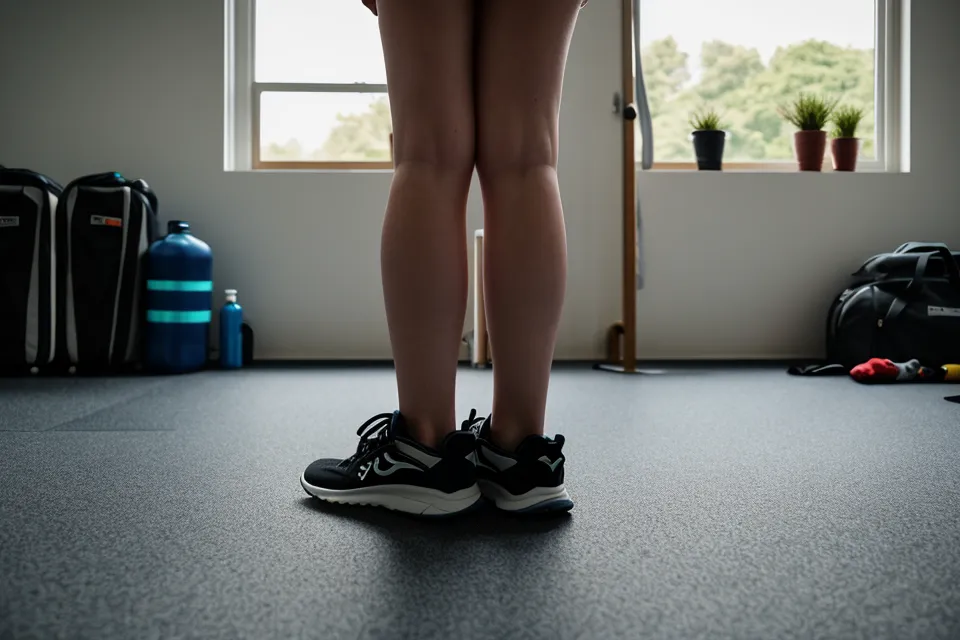 Bolso de gimnasio y equipo de entrenamiento sobre el mat de la clase presencial de autodefensa femenina